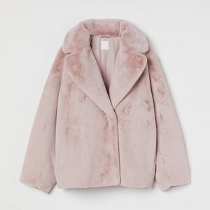 H&M Faux Fur Light Pink Coat Jacket Size XS